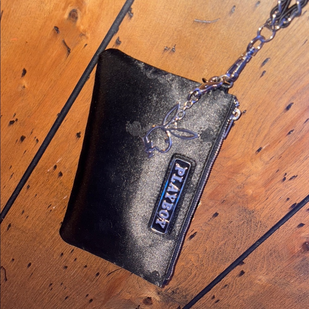 Playboy Black Wristlet with Silver Chain